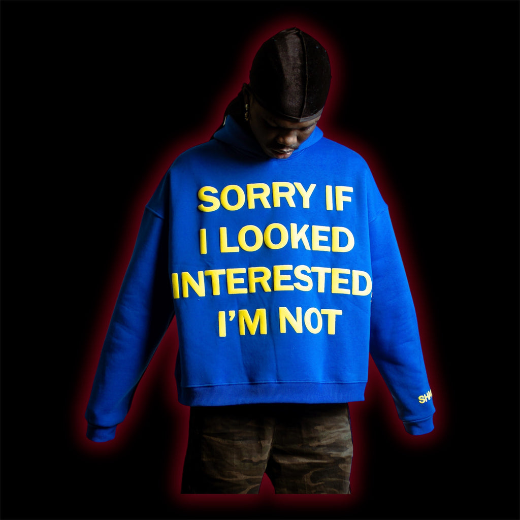 J- Sorry Blue Hoodie -Puff Print Edition